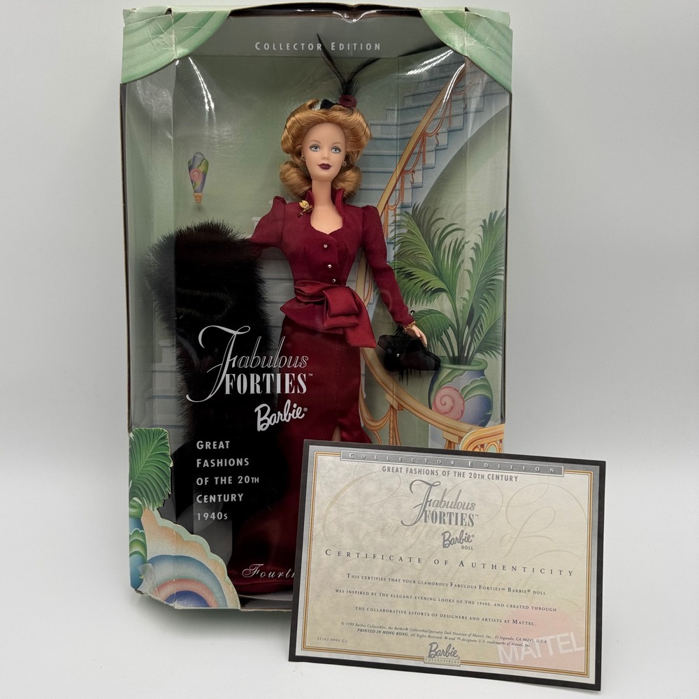 Barbie Fabulous Forties 1940s Doll Collector Edition 1999 Mattel 22162 w/‎ COA